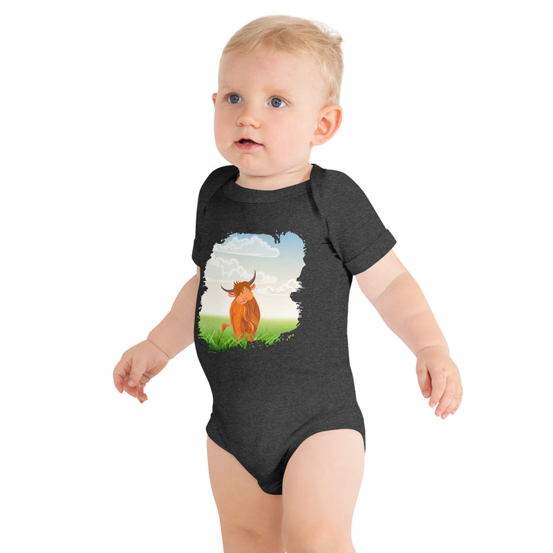 Highland Coo Baby short sleeve one piece