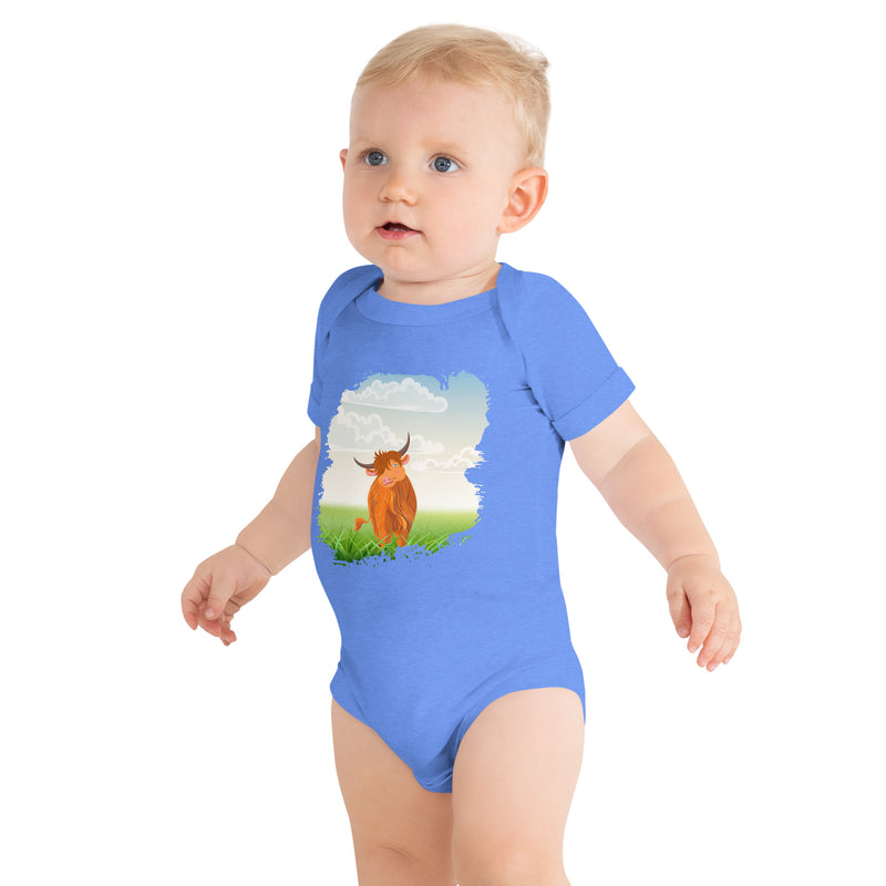 Highland Coo Baby short sleeve one piece