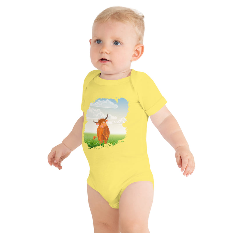 Highland Coo Baby short sleeve one piece