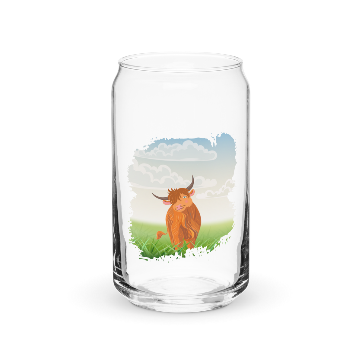 Highland Coo Can-Shaped Glass