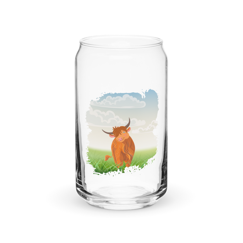 Highland Coo Can-Shaped Glass