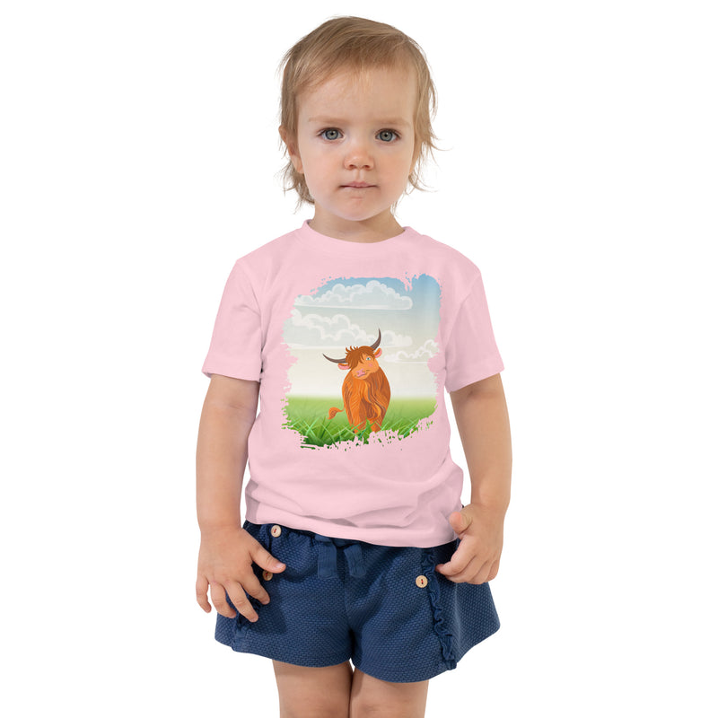 Camiseta de manga corta para niños pequeños Highland Coo